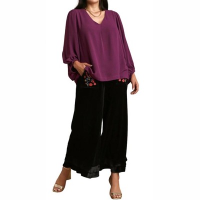 Women's V-Neck Long Sleeve Tunic Blouse - PLUS - umgee