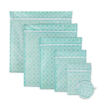 Design Imports Set of 6 Aqua Lattice B Mesh Laundry Bag