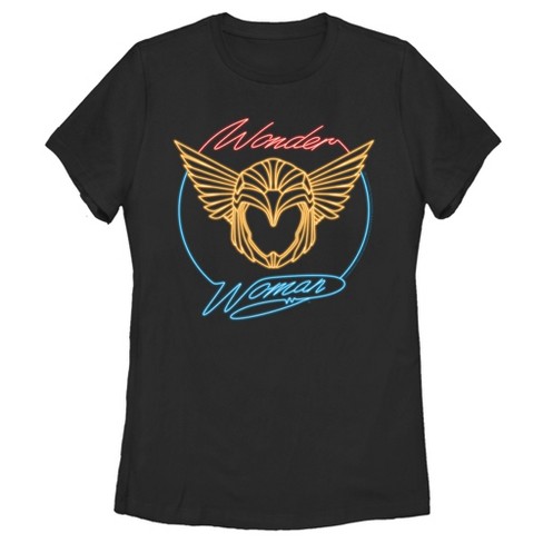 Women's Wonder Woman 1984 Golden Neon Helmet T-Shirt - Black - 2X Large