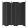 vidaXL 5-Panel Room Divider Black, Portable and Foldable Polyester Fabric Screen, Privacy Protector, Sunlight Blocker, Compact Storage, Easy Assembly - 4 of 4