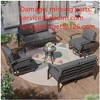 ALAULM Aluminum Patio Furniture Set Modern Metal Outdoor Conversation Sets w/45in Propane Fire Pit Table, Swivel Rocking Chairs w/5.1 Inch Cushion - 4 of 4