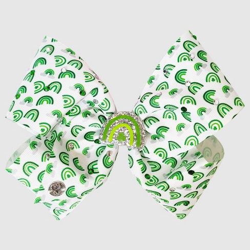 Jojo Siwa Girls' Large Polka Dot Bow - White/Rainbow