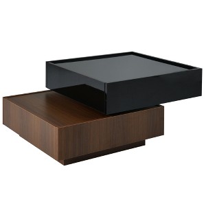 NicBex 2-Tier Square Coffee Table Center Dining Table with with Swivel Tabletop and Storage for Living Room - 1 of 4