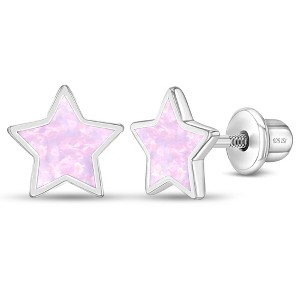 Girls' Sparkle Star Screw Back Sterling Silver Earrings - In Season Jewelry - 1 of 4