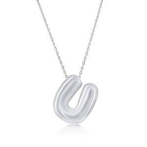 Bella Silver Sterling Silver, Bubble Initial Letter 18" Pendant Necklace - 1 of 2