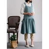 Women's Cotton Linen Cross Back Apron with Pockets - Turquoise with Waist Ties, for Gardening, Cleaning, and Cooking - 4 of 4