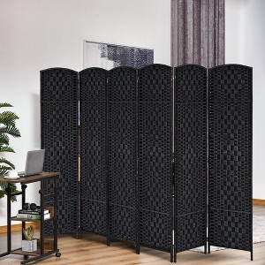 NicBex 6' Tall 6-panel Room Divider for Home, Wicker Weave Divider for Room Separation, for Home & Office, Black - 1 of 4