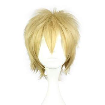 Unique Bargains Women's Wigs 12" Gold Tone with Wig Cap Short Hair