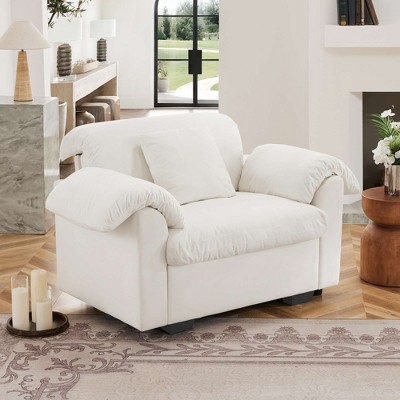 CAVINAS Velvet Accent Chair with Storage Function Cushion and Pillows,Cozy Upholstered Living Room Chairs,Reading Chairs for Living Room