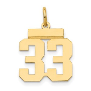 Black Bow Jewelry 14k Yellow Gold, Athletic Collection, Small Polished Number 33 Pendant - 1 of 4