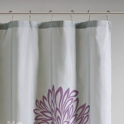 Caldwell Purple Floral Print Microfiber Shower Curtain