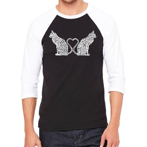 LA Pop Art Cat Tail Hearts - Men's Raglan Baseball Word Art T-Shirt - 1 of 4