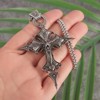 Vintage Gothic Cross Skull Pendant Necklace for Women Punk Halloween Goth Jewelry Gift for Women - 3 of 4