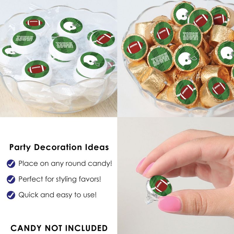 Big Dot of Happiness End Zone - Football - Baby Shower or Birthday Party Small Round Candy Stickers - Party Favor Labels - 324 Count, 5 of 8