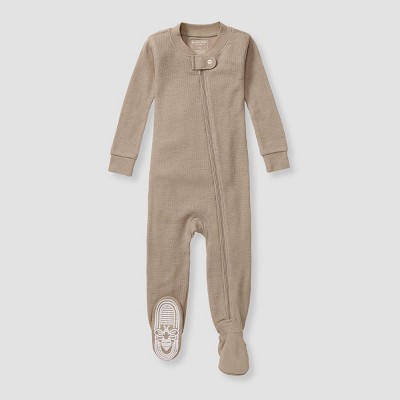 Image of Burt's Bees Baby® Baby Boys' Snug Fit Lyocell Thermal Solid Footed Pajama - Tan 3-6M