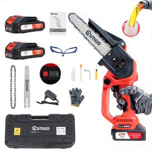 OUTIGO Mini Chainsaw, 8 inch Small Chainsaw with Safety Lock and Strong Motor for Tree Trimming, Mini Cordless Electric Chainsaw 800 W - 1 of 4