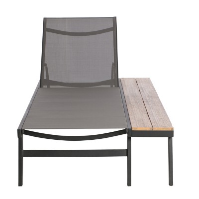 Gray and Black Mesh and Aluminum 2-Person Chaise Lounge Set