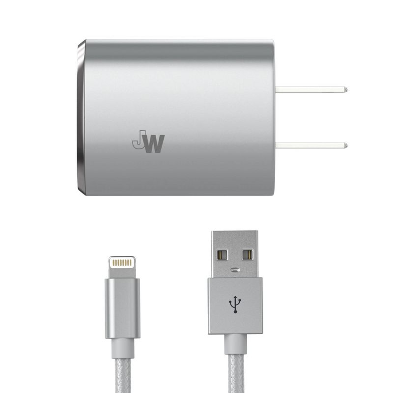 Just Wireless Single USB 2.4A Wall Charger (with Apple Lightning Cable) - Slate, 2 of 4