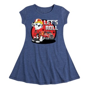 Girls' - Paw Patrol - Let's Roll Marshall Fit & Flair Cap Sleeve Dress - 1 of 4