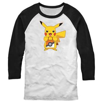 Men's Pokemon Halloween Trick or Treat Pikachu Baseball Tee