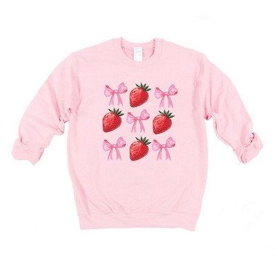 Simply Sage Market Women's Graphic Sweatshirt Strawberry Coquette Bow Chart