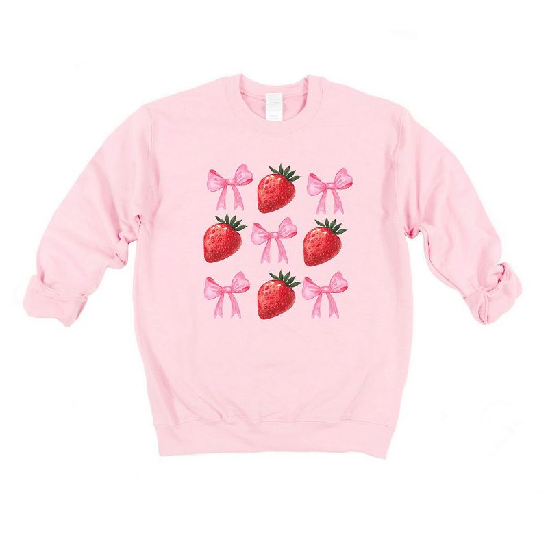 Simply Sage Market Women's Graphic Sweatshirt Strawberry Coquette Bow Chart, 1 of 5