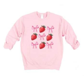 Simply Sage Market Women's Graphic Sweatshirt Strawberry Coquette Bow Chart