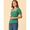 INSPIRE CHIC Women's Square Neck Button Ruffle Sleeve Love Heart Printed Blouse - 3 of 4