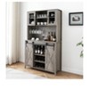 Dark Brown 70" Tall Farmhouse Coffee Bar Cabinet, Sliding Barn Doors Wine Bar Cabinet with Storage Shelves, Hutch Cabinet with 6 Bottle Wine Rack and - 4 of 4