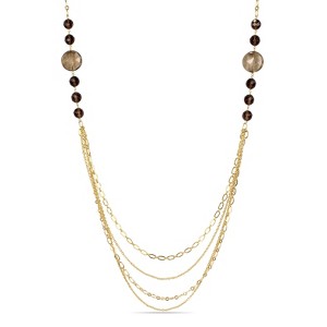 EVERLY JEWELRY | 18k Yellow Gold Plated Goldtone Smokey Quartz Layered Necklace with chain - 35 in - 1 of 1