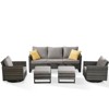 5 Piece Outdoor Patio Furniture Set Wicker Patio Conversation Set, Outdoor Swivel Rocker Chairs with 3-Seater Sofa and 2 Ottomans for Small Space - 2 of 4