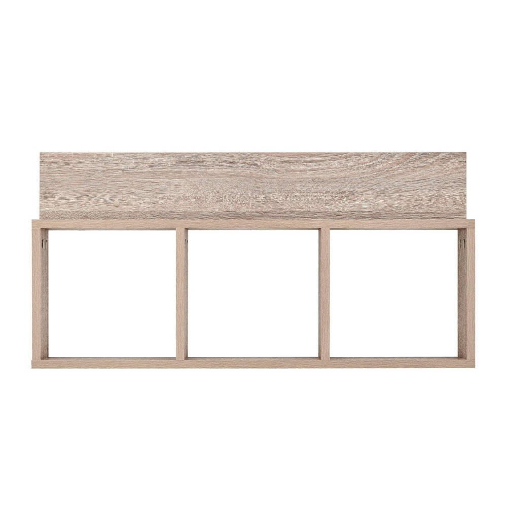 Photos - Garden & Outdoor Decoration Danya B. 31.5" x 15.7" Modern 3 Cube Floating Wall Shelf with Display Ledge Weathered Oak: Laminated MDF, Iron Hardware