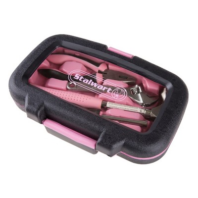Pink 15-Piece Household Hand Tool Set with Carrying Case