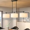 Rennnsan Orsenna 50" W 3 - Light Drum Liner Linen Modern Dimmable Kitchen Island Pendant in Black - 2 of 4