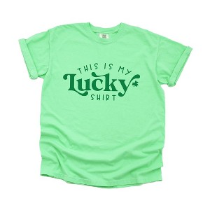Simply Sage Market Women's This Is My Lucky Shirt Short Sleeve Garment Dyed Tee - 1 of 4