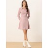INSPIRE CHIC Women's Regular Fit Faux Suede Lapel Neck Long Sleeve Elegant A-Line Mini Dress - 3 of 4