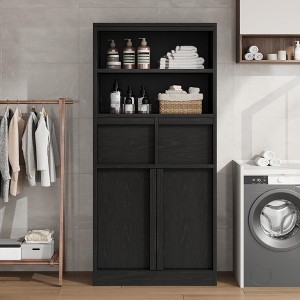 Tall Bathroom Cabinet, Floor Storage Cabinet with Doors & 2 Drawers, 51" H Bathroom Organizer Cabinet Freestanding for Bathroom, Living Room, Kitchen - 1 of 4