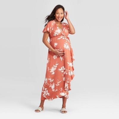 floral wrap maternity dress