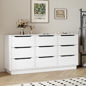 Sapphtopaz Modern Dresser with Drawers, Wooden Chest of Drawers with Groove Handle Wide Clothing Storage Cabinet for Bedroom, Entryway, White - 1 of 4