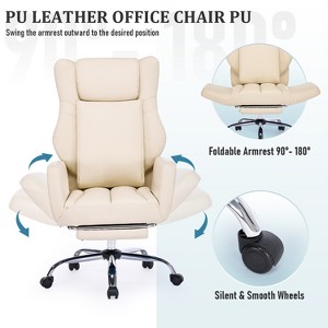 DYHOME Multi-Position Office Chair - PU Leather with Foldable Arms & Lumbar Support, Ergonomic for Home Office, Christmas Gift - 1 of 4