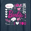 Women's - Barbie - Valentine's Collage Lightweight French Terry Wide Neck Long Sleeve Shirt - 2 of 4