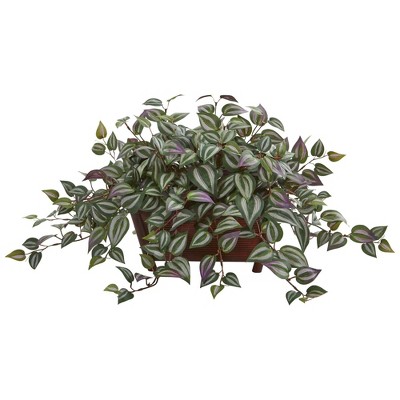Nearly Natural 14-in Wandering Jew Artificial Plant in Decorative Planter