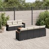 vidaXL 8 Piece Patio Sofa Set with Cushions Black and Cream Poly Rattan - 2 of 4