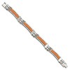 Chisel Stainless Steel Polished with Orange Greek Key Design Rubber Inlay 9" Bracelet - 3 of 4