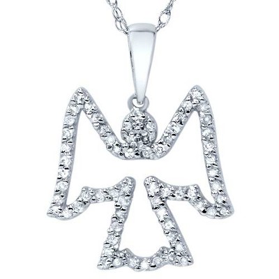 Pompeii3 1/4ct Diamond Angel Pendant 14K White Gold