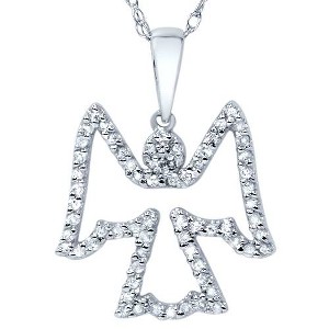 Pompeii3 1/4ct Diamond Angel Pendant 14K White Gold - 1 of 4