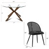 5-Piece Dining Set for 4, Glass Round Dining Table Set with 4 Rattan Backrest Dining Chair, Apartment Dining Room Furniture - Maison Boucle - 3 of 4