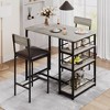 Dining Table Set for 2, Kitchen Table and Upholstered Chairs for 2, 3 Piece Counter Height Bar Table Set - 3 of 4