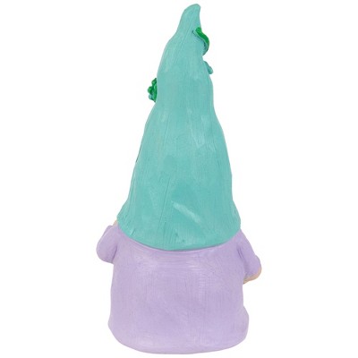 Whimsical 7.75" Purple and Green Polyresin Garden Gnome Statue