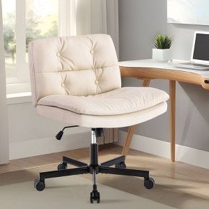 CAVINAS Modern Office Desk Chair, Larger Size 360° Swivel Home Office Desk Chair with Wheels for Living Room, Bedroom, and Vanity Room - 1 of 4